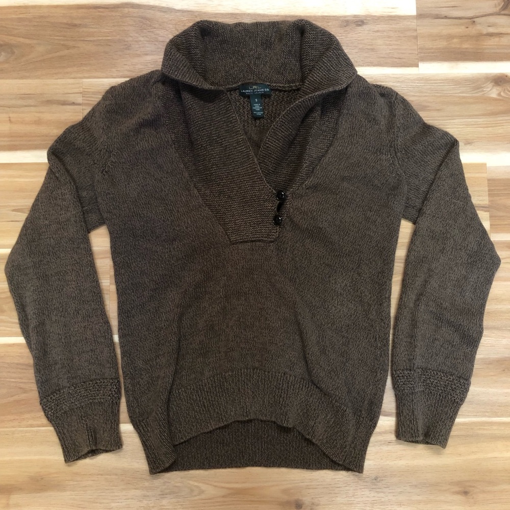Ralph Lauren Brown Cotton Cowl Neck Sweater Small